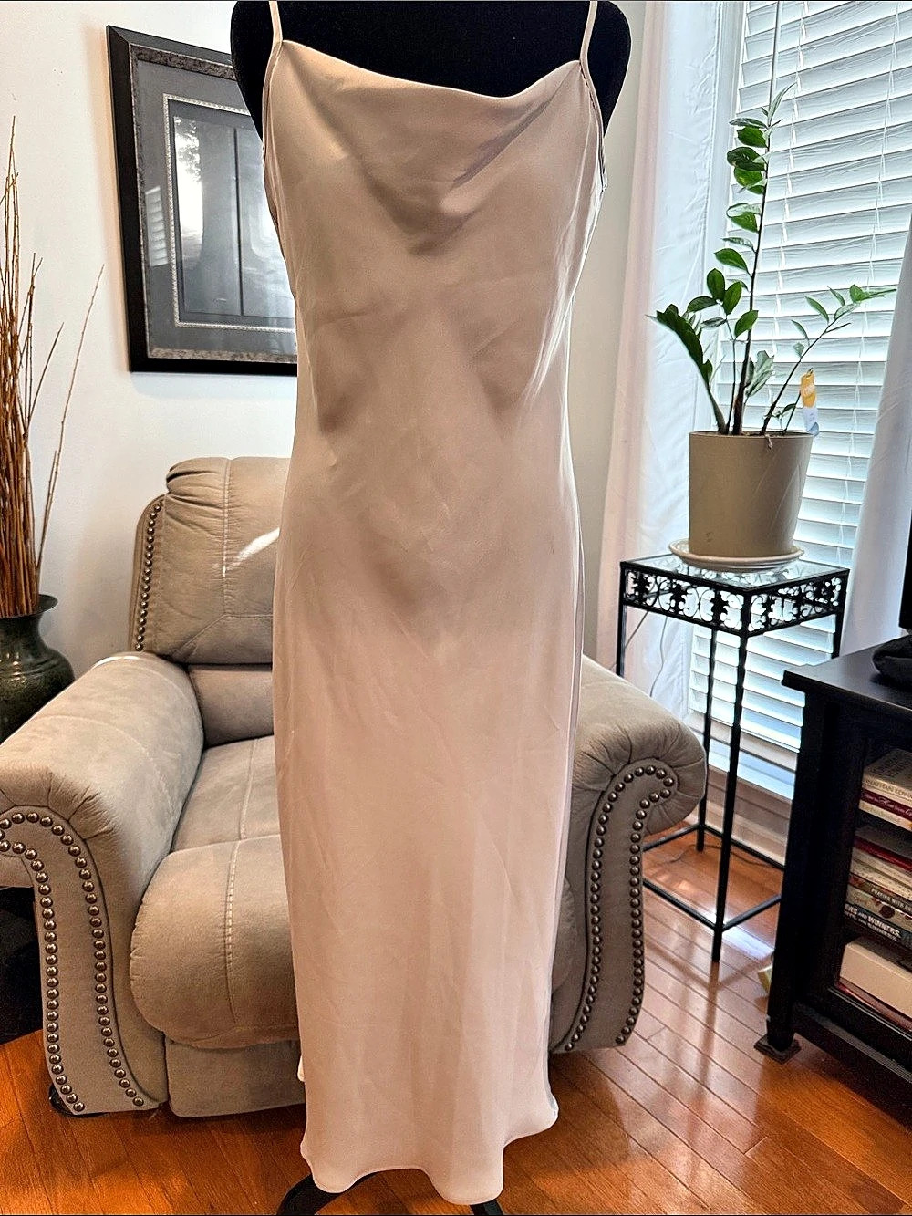 Banana Republic Pink Satin-Look Maxi Slip Dress Size 6 Like New